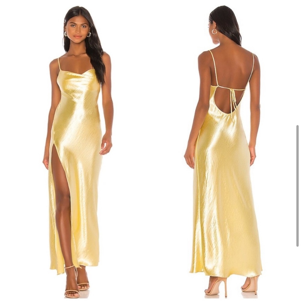 $248 RESA River Open-Back Satin Slip Gown - Gold 👑 - Picture 5 of 5